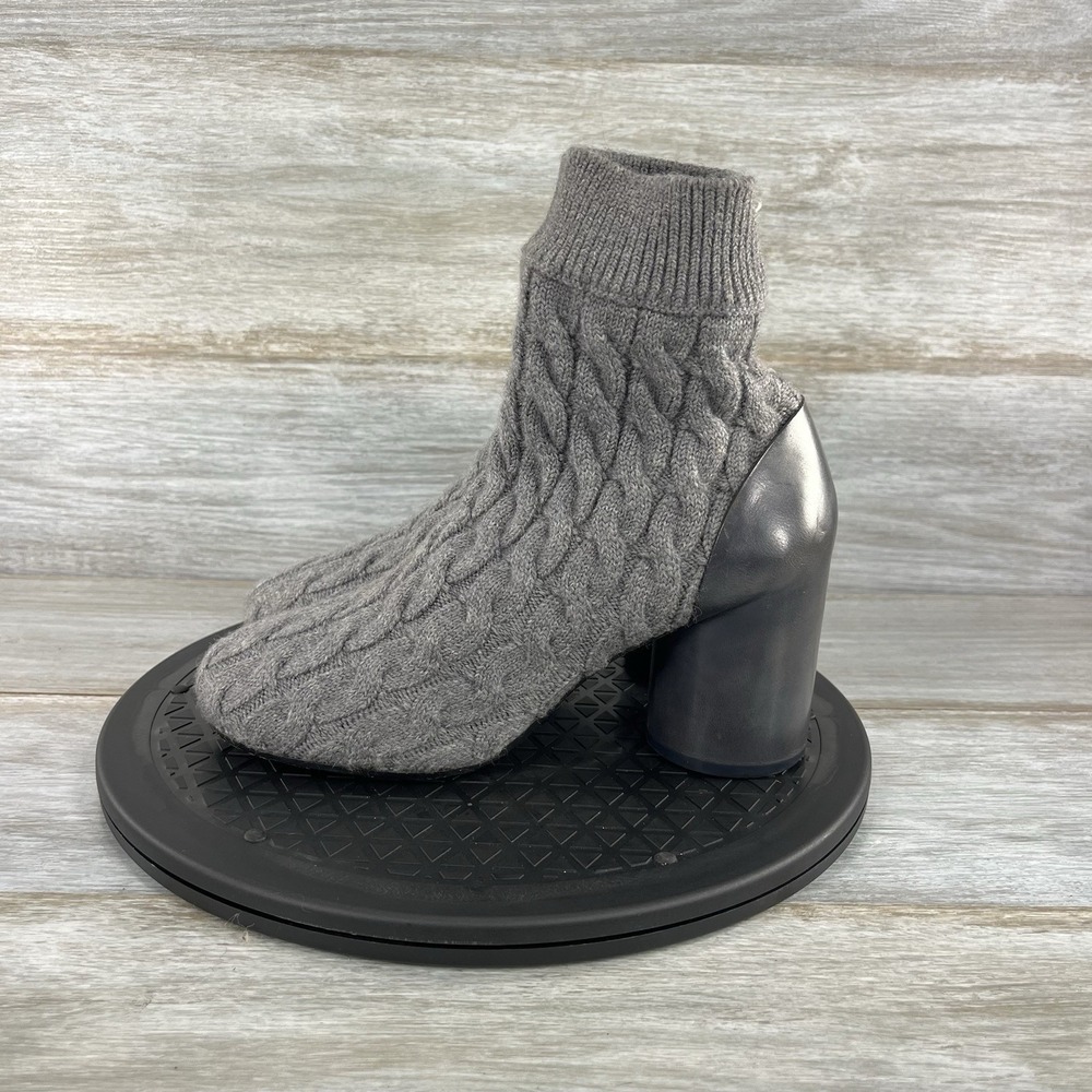 Maison Margiela Woman's Grey Cable Knit Sock Boots Size EU 37 US 7